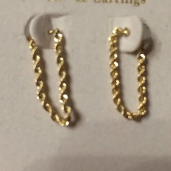 COPY - Beautiful 10KT, 1.7mm Gold Rope Chain Set (Chain, Earrings & Bracelet)- … - Picture 4 of 16